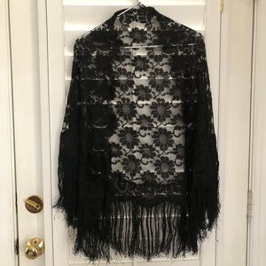A black lace shawl or mantilla from Spain